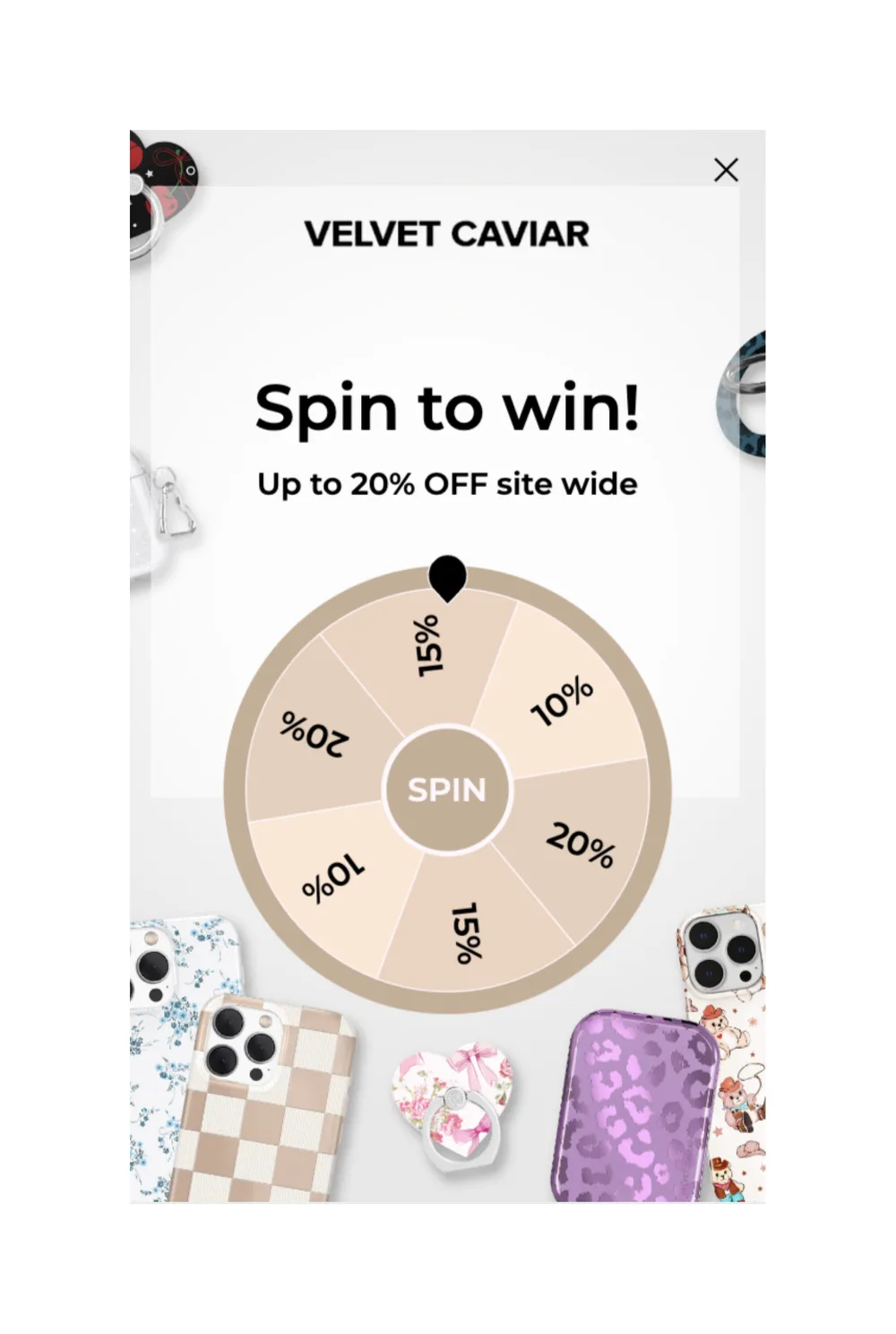 Exemple de popup gamifié avec roue de la fortune pour la capture d'emails e-commerce