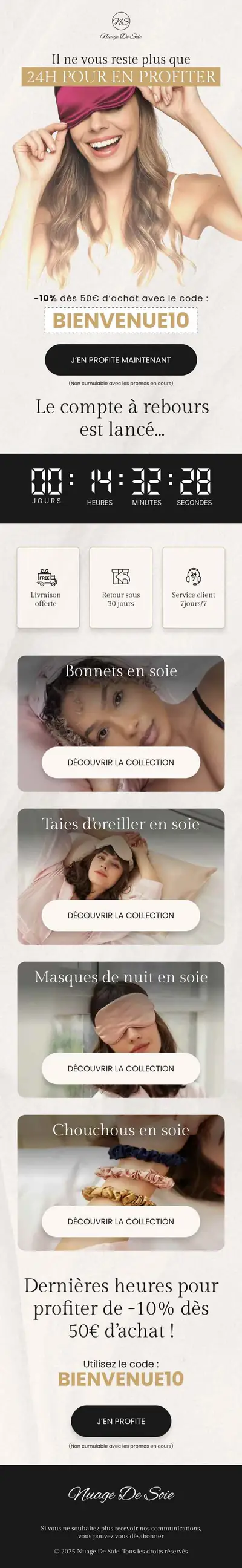 Exemple d'email de bienvenue e-commerce r&eacute;alis&eacute; par Spicy Agency